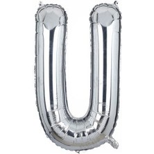 Eğlence Marketi 40'' 100 cm Gümüş Folyo Harf Balon U