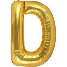 Eğlence Marketi 40'' 100 cm Altın Gold Folyo Harf Balon D