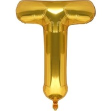 Eğlence Marketi 40'' 100 cm Altın Gold Folyo Harf Balon T