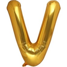 Eğlence Marketi 40'' 100 cm Altın Gold Folyo Harf Balon V
