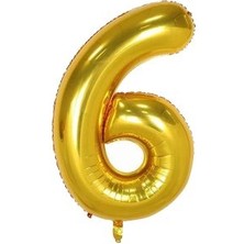 Eğlence Marketi 40'' 100 cm Altın Gold Folyo Rakam Balon 6