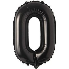 Eğlence Marketi 0 Rakam Folyo Balon Siyah 100 cm