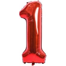 Eğlence Marketi 1 Rakam Kırmızı Renk Folyo Balon 40 Inç