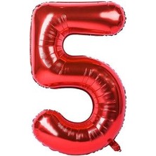Eğlence Marketi 5 Rakam Kırmızı Renk Folyo Balon 40 Inç