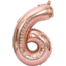 Eğlence Marketi 6 Rakam Rose Gold 100 cm Folyo Balon