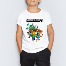 Morinna Minecraft Baskılı  Çocuk Tişört T-Shirt Mr-01
