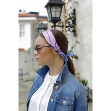 Şal Evi Kadın Fular Bandana  lik Renkli Twill Eşarp Şal Firuze