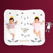Hediye Sepeti Ikiz Bebek Doğum Hediyesi Aylık Fotoğraf Çekim Battaniyesi