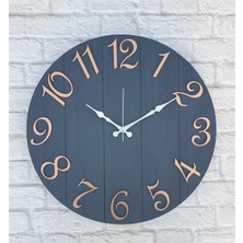 Markakanvas Antrasit Renkli Yuvarlak Duvar Saati  Çap 50 cm