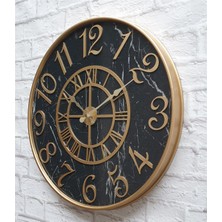 Markakanvas Metal Kasalı Mermer Desenli  Duvar Saati Çap 40 cm - Çap 50 cm - Çap 80 cm