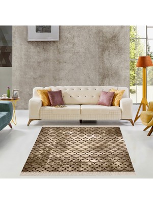 Bona Fortuna Geometrik Desenli Osmanlı Motif Dijital Baskı Yıkanabilir Kaymaz Taban Kilim Model Salon Halısı