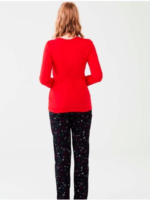 U.s. Polo Assn Kadın Uzun Kol Kırmızı Pijama Takım 16661