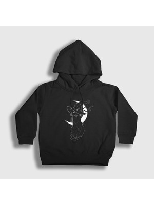 Presmono Unisex Çocuk Siyah Halloween Cat Kedi Kapüşonlu Sweatshirt