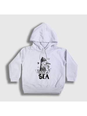 Presmono Unisex Çocuk Beyaz Lost At Sea Seagull Martı Kapüşonlu Sweatshirt