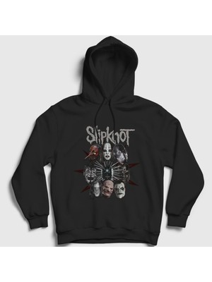 Presmono Unisex Siyah Band V2 Slipknot Kapüşonlu Sweatshirt