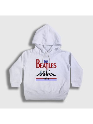 Presmono Unisex Çocuk Beyaz Walk V2 The Beatles Kapüşonlu Sweatshirt