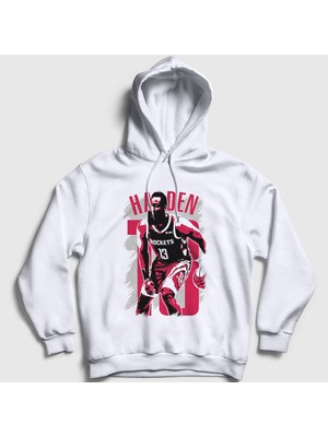 Presmono Unisex Beyaz James Harden 13 Basketbol Kapüşonlu Sweatshirt