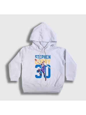 Presmono Unisex Çocuk Beyaz Stephen Curry Basketbol Kapüşonlu Sweatshirt