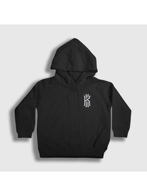 Presmono Unisex Çocuk Siyah Logo Kyrie Irving Basketbol Kapüşonlu Sweatshirt