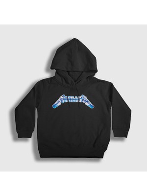 Presmono Unisex Çocuk Siyah Logo V2 Metallica Kapüşonlu Sweatshirt
