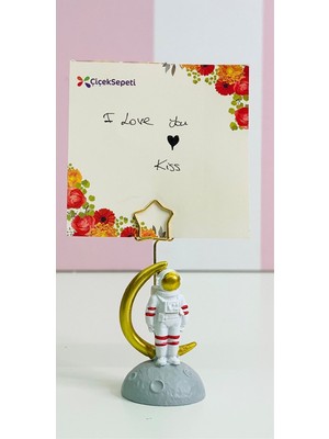 Herkesetoptantic Astronot Hilal Ay Fotoğraf/not Tutucu (Gold)