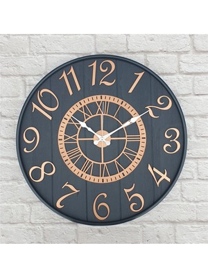 Markakanvas Antrasit Metal Kasalı , Antrasit Renkli  Yuvarlak Duvar Saati  Çap 50 cm