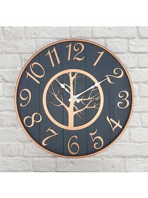 Markakanvas  Metal Kasalı , Antrasit Renkli Yuvarlak Duvar Saati  Çap 50 cm
