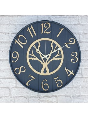 Markakanvas Metal Kasalı Antrasit Renkli Yuvarlak Duvar Saati  Çap 50 cm