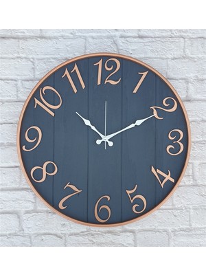 Markakanvas  Metal Kasalı , Antrasit Renkli Yuvarlak Duvar Saati  Çap 50 cm
