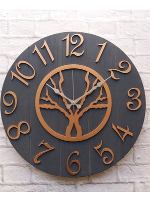 Markakanvas Antrasit Renkli Yuvarlak Duvar Saati  Çap 50 cm