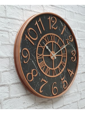 Markakanvas Metal Kasalı Mermer Desenli  Duvar Saati Çap 40 cm - Çap 50 cm - Çap 80 cm