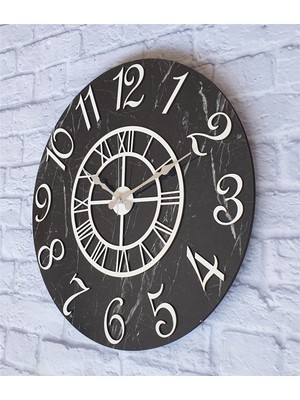 Markakanvas  Mermer Desenli Duvar Saati Çap 38 cm - Çap 50 cm - Çap 80 cm