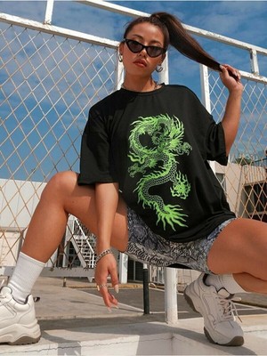 Trendypassion Green Dragon Baskılı Tshirt