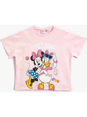 Koton Kız Çocuk Minnie Mouse ve Daisy Duck Baskılı Lisanslı Kısa Kollu Tişört