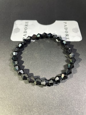 Padore Accessory Unisex  Çok Zarif Cam Kristal Siyah Bileklik