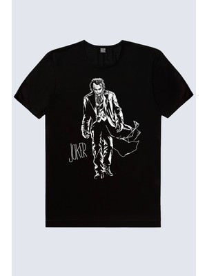 Rock&Roll Paltolu Joker Siyah Kısa Kollu Erkek T-Shirt