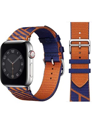 AktarMobile Apple Watch 7 45 mm Uyumlu Hasır Kumaş Kordon Renkli Özgün Tasarım Kayış