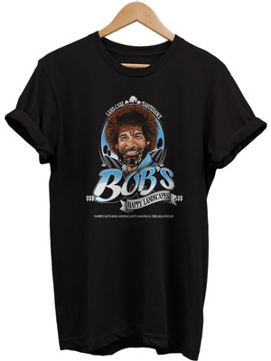 Remonz Ressam Bob Ross Baskılı %100 Pamuk Oversize T-Shirt Büyük Beden Tişört