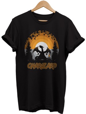 Remonz Pokemon Charizard Baskılı %100 Pamuk Oversize T-Shirt Büyük Beden Tişört