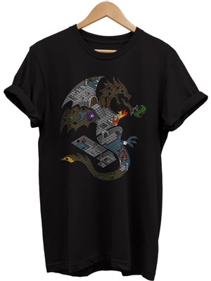 Remonz Dungeon And Dragons Baskılı %100 Pamuk Oversize T-Shirt Büyük Beden Tişört