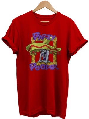 Remonz Party Pooper Baskılı %100 Pamuk Oversize T-Shirt Büyük Beden Tişört