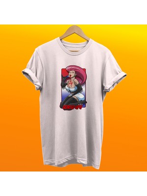 Remonz Pokemon Jessie Baskılı %100 Pamuk Oversize T-Shirt Büyük Beden Tişört