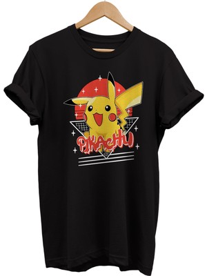 Remonz Pikachu Baskılı %100 Pamuk Oversize T-Shirt