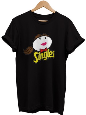 Remonz Singles Baskılı %100 Pamuk Oversize T-Shirt Büyük Beden Tişört