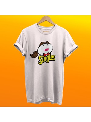 Remonz Singles Baskılı %100 Pamuk Oversize T-Shirt Büyük Beden Tişört