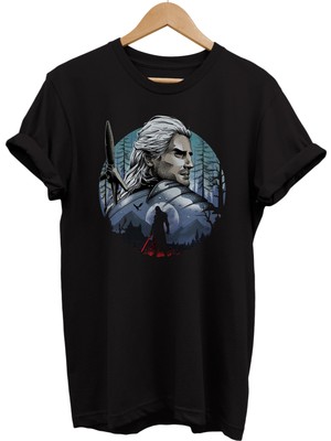 Remonz Witcher Baskılı %100 Pamuk Oversize T-Shirt Büyük Beden Tişört