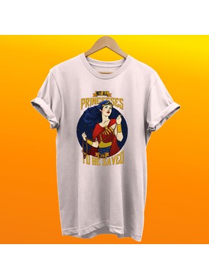 Remonz Wonder Woman Baskılı %100 Pamuk Oversize T-Shirt Büyük Beden Tişört