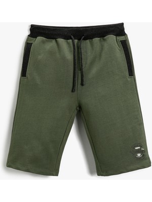 Koton Erkek Çocuk Slogan Baskılı Şort Pamuklu Beli Bağcıklı