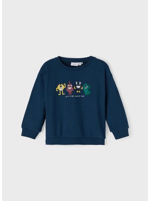 Name İt 13198281-Y Bisiklet Yaka Düz Koyu Mavi Erkek Çocuk Sweatshirt