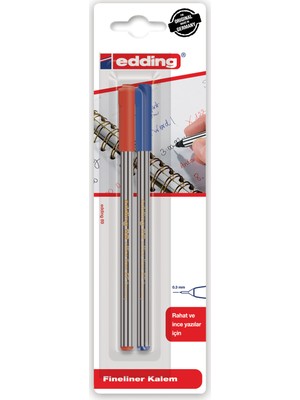 Edding Fineliner Keçe Uç 2'li Mavi Kırmızı